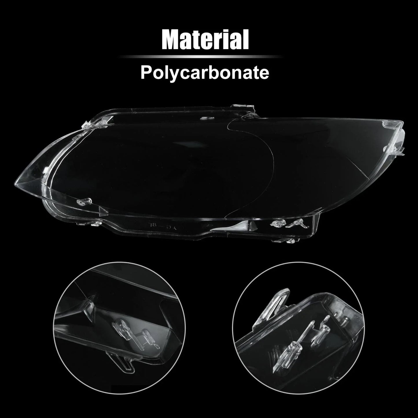 1 Pair Front Headlight Lens Cover PC Shell for BMW M3 (2008-2013)