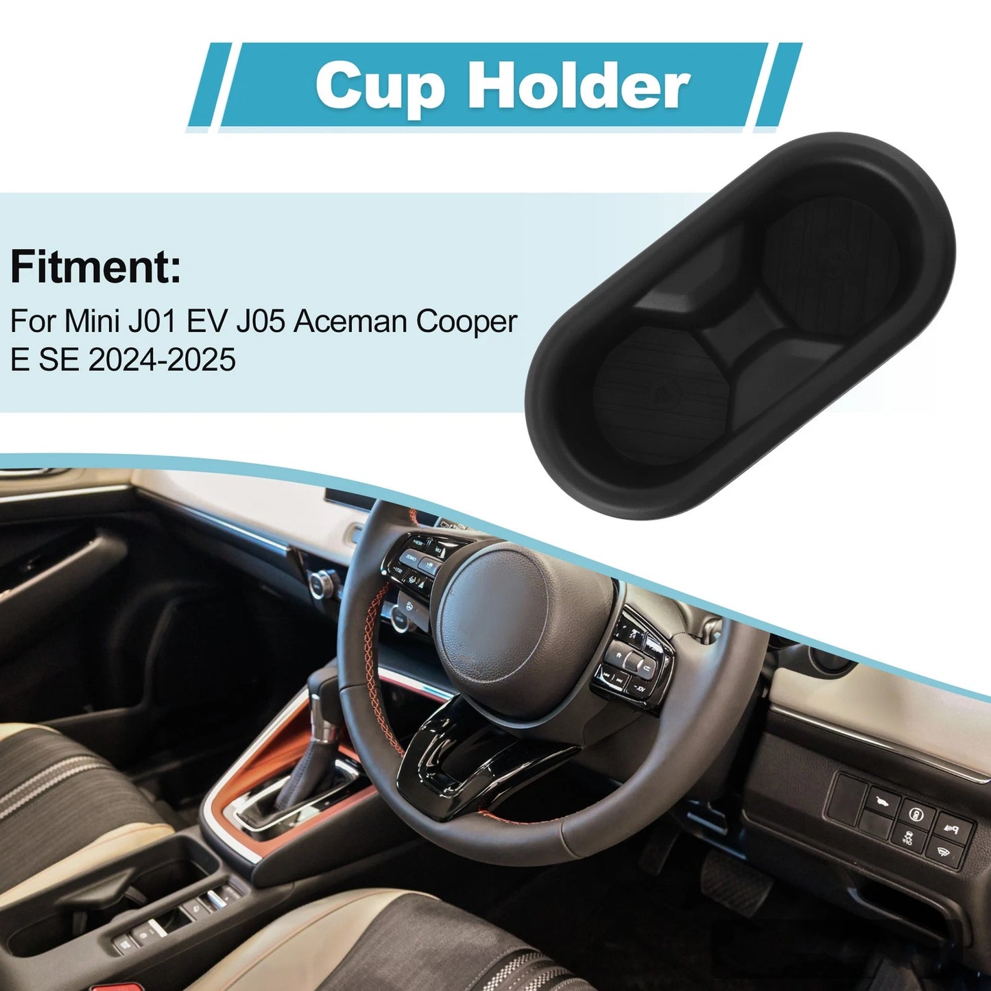 Front Console Cup Holder Organizer for Mini J01 EV J05 Aceman Cooper E SE (2024–2025)