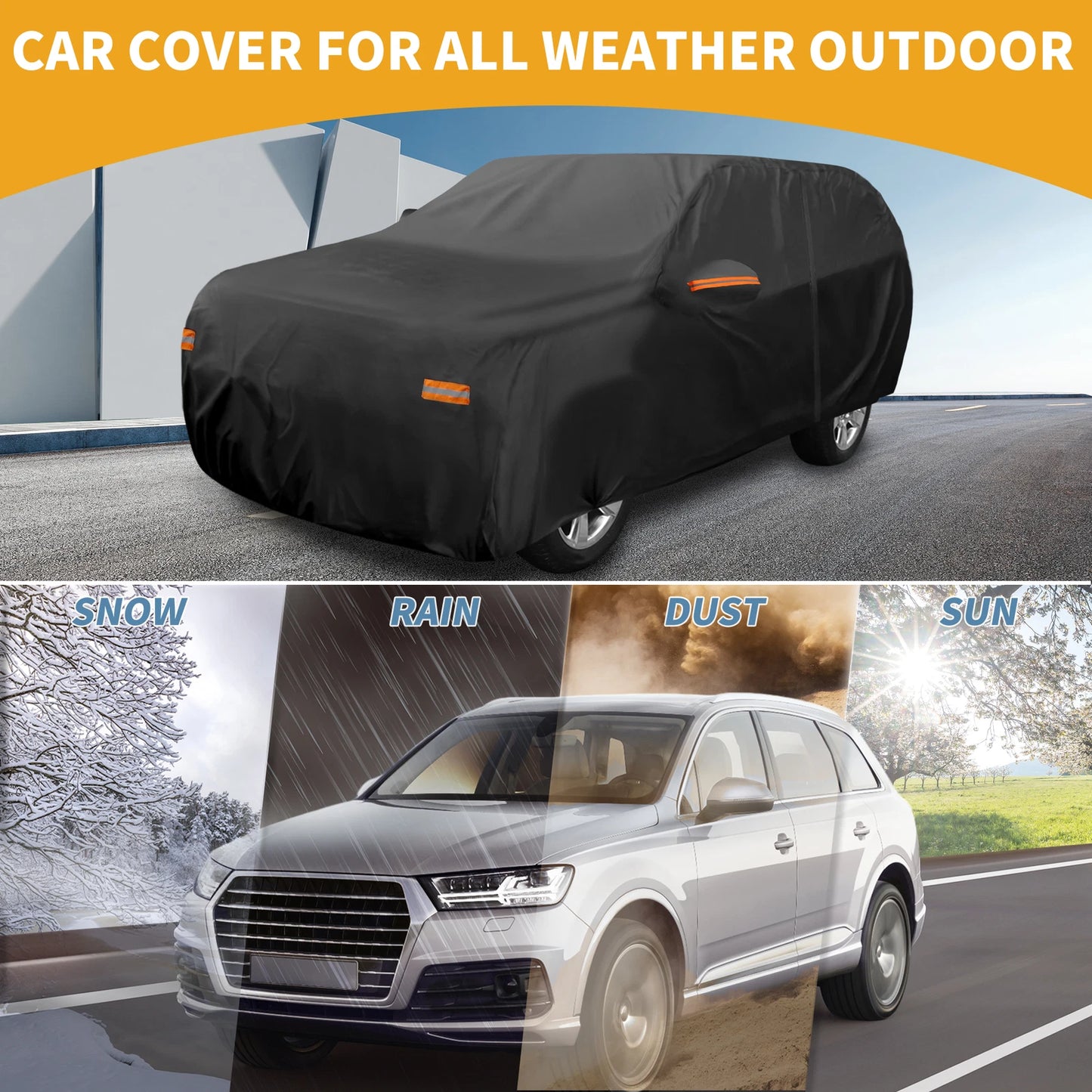 Waterproof Car Cover for Toyota Sequoia (190T-PU, Black)