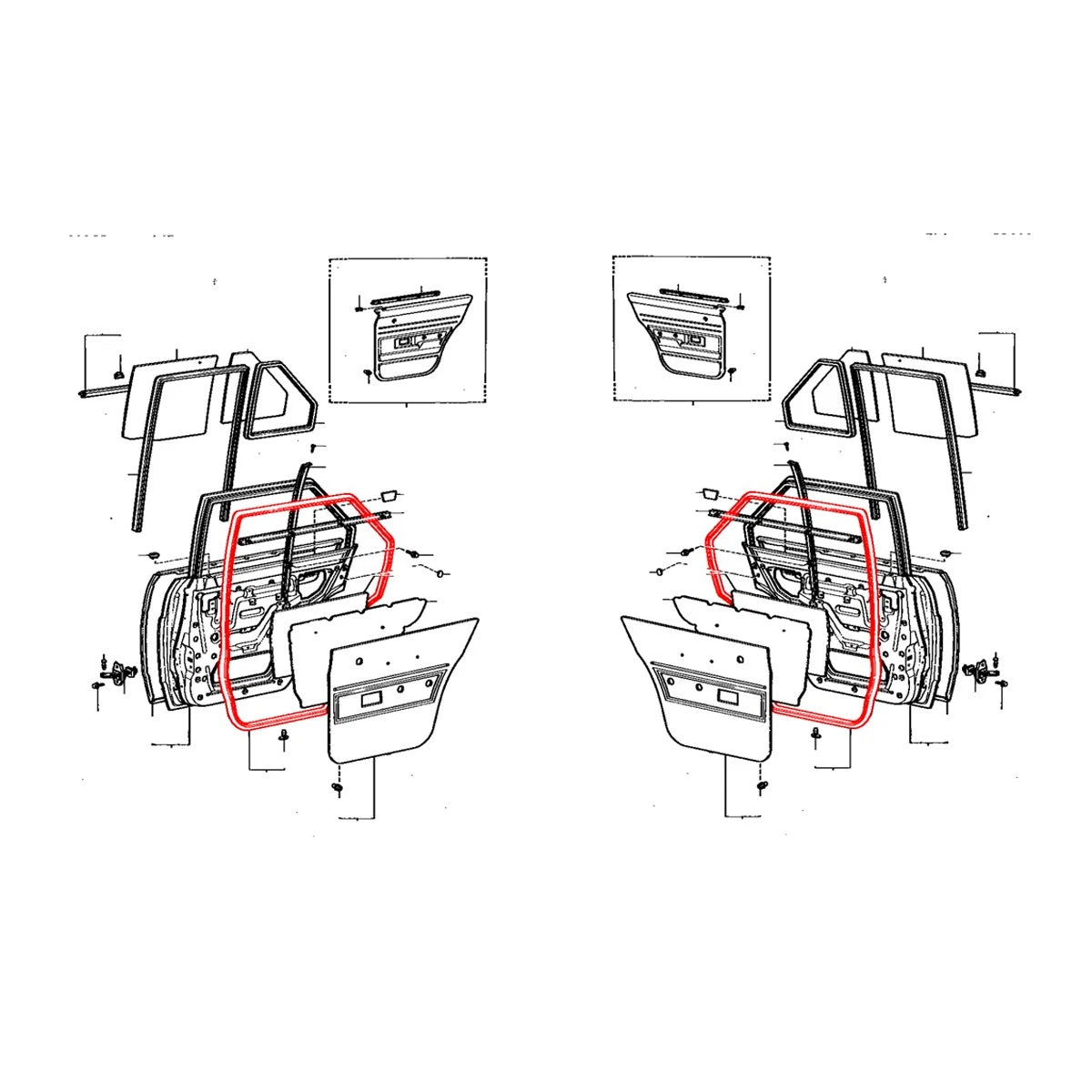 Rear Door Weatherstrip for Toyota Corolla Sedan (1979–1987)