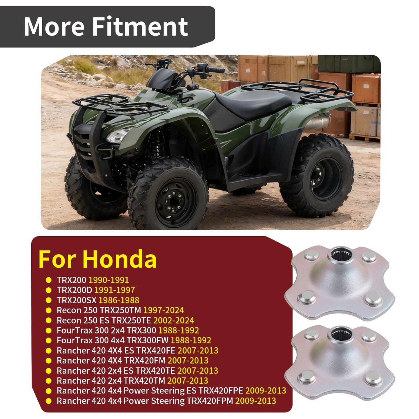 2X Rear Wheel Hubs for Honda Recon FourTrax Rancher 250 300 420 (2000–2023)