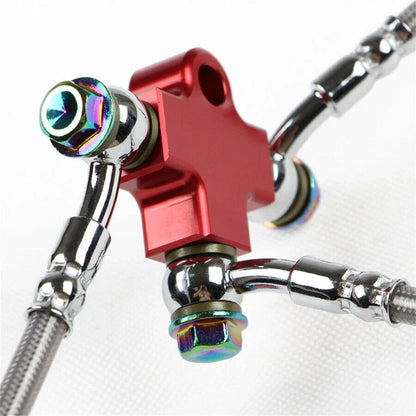 3-Way Tee Connector Adapter for Motorcycle Hydraulic Brake Hose Line - Aluminum Alloy