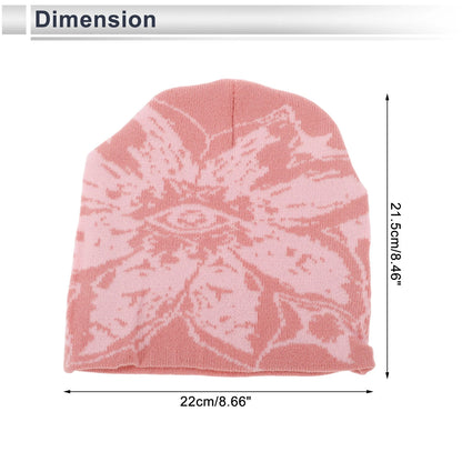 Cycling Hat for Universal Fit (1 Pc) - Warm Comfortable Light Pink Eye Pattern