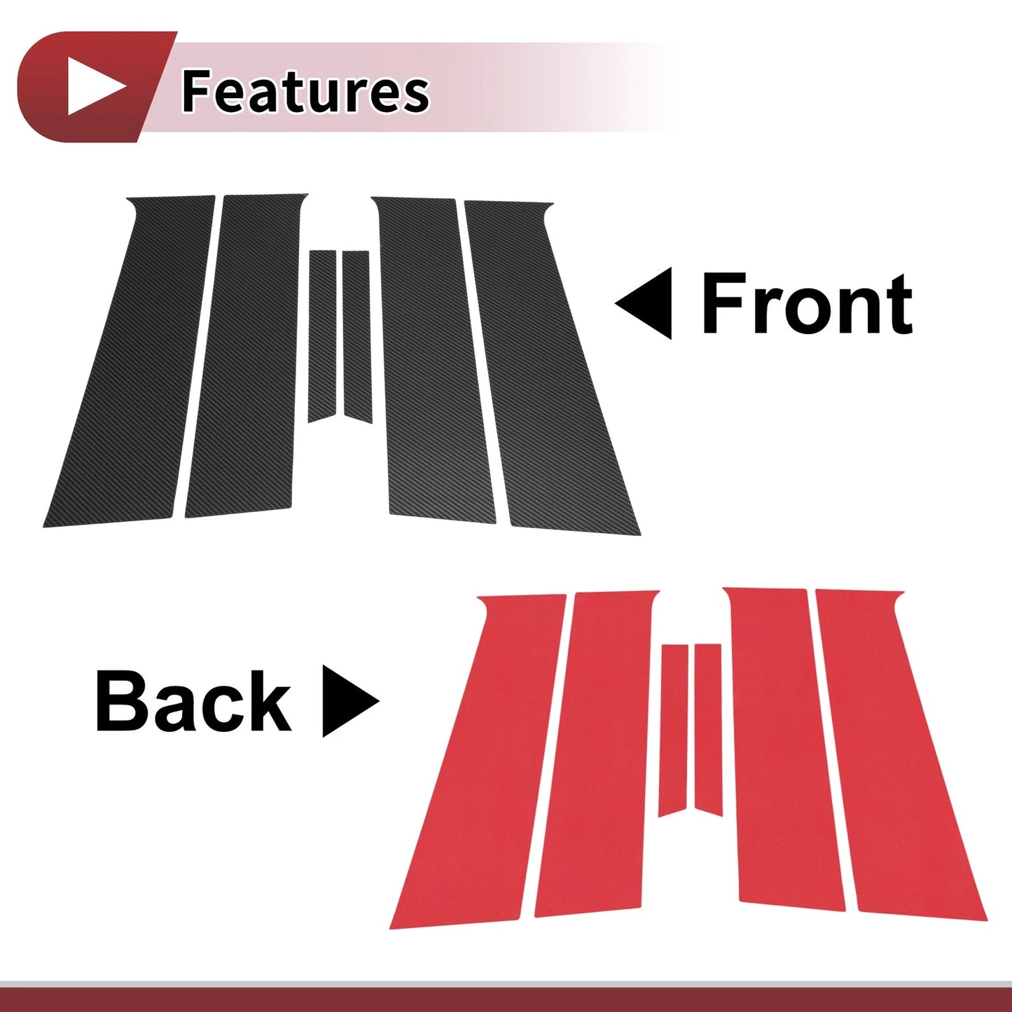 Door Pillar Window Trim for Chevrolet Aveo Hatchback (2011–2014) Black Carbon Fiber