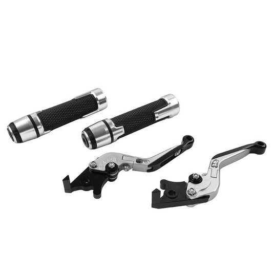 Silver Extendable Brake Clutch Levers & Handlebar Grips for Suzuki GSXR750