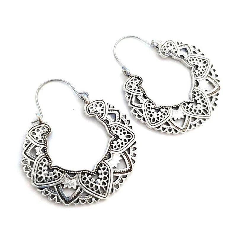 Boho Vintage Style Tibetan Dangle Drop Hook Earrings
