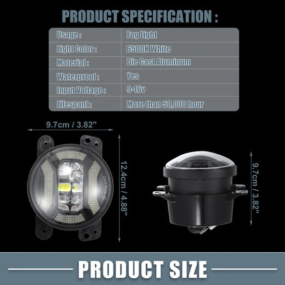 2X 4 Inch LED Fog Light for Jeep Grand Cherokee (2011–2013)