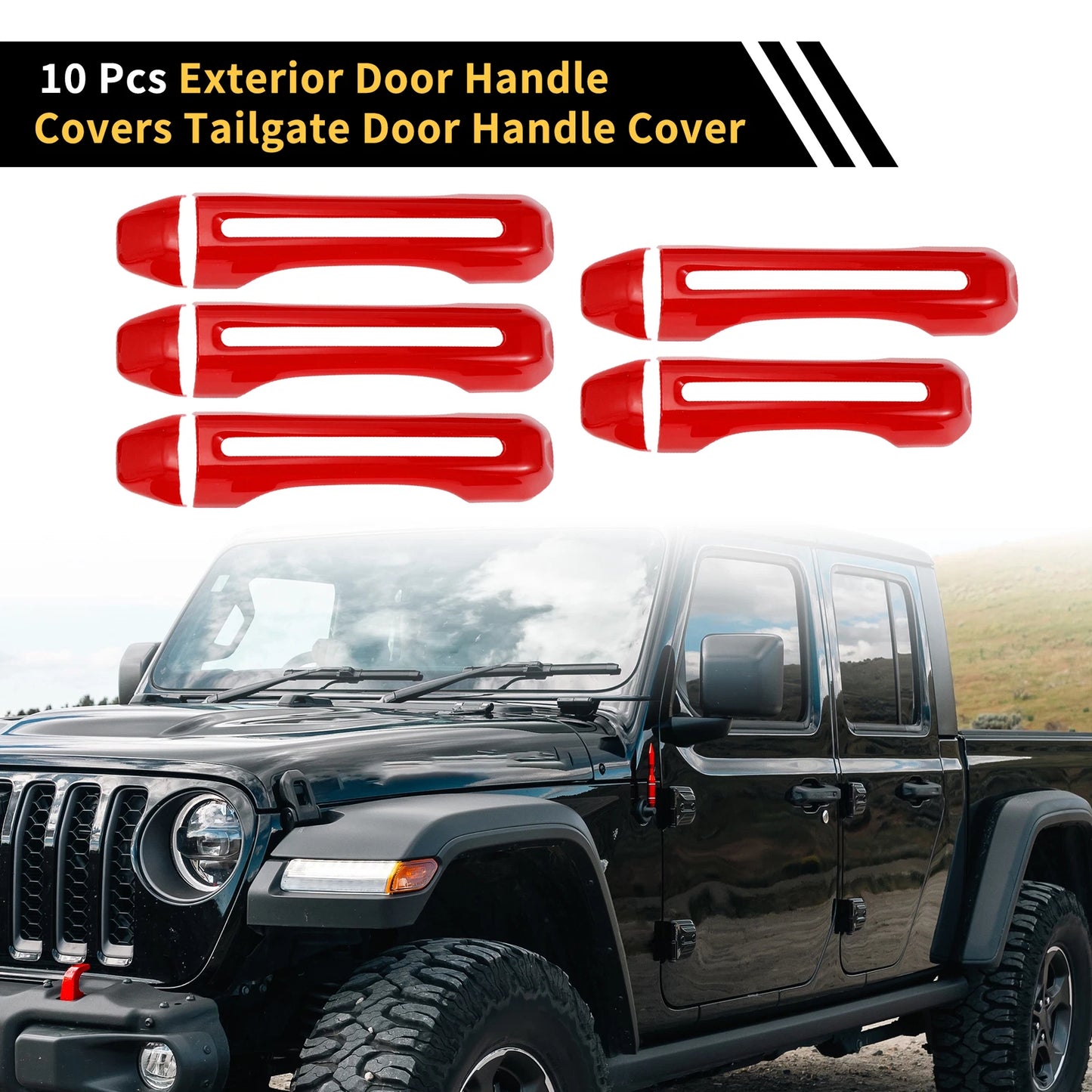 Set of 1 Door Tailgate Handle Cover for Jeep Gladiator JT (2020–2021) Red