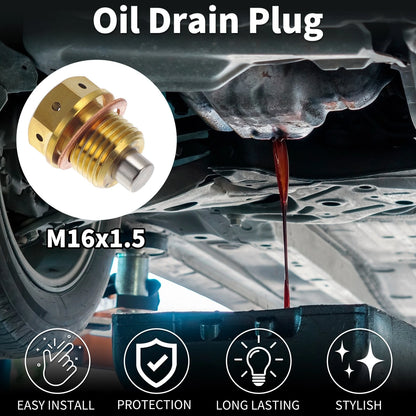 M16x1.5 Magnetic Oil Drain Plug for Universal Applications (1 Pc)