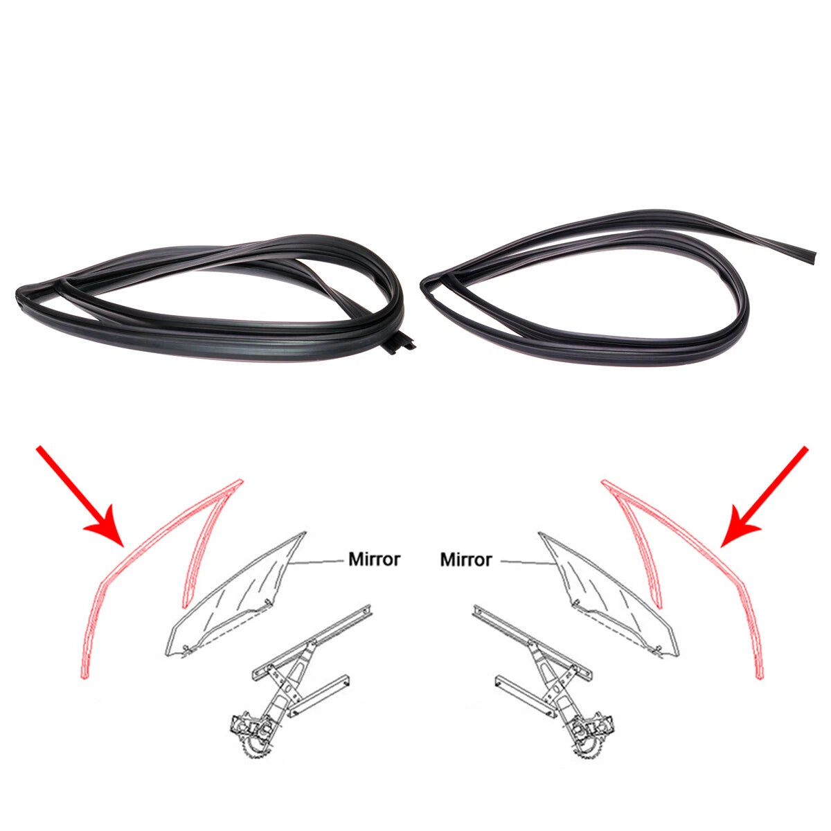 Weatherstrip Glass Run Channel Set for Mitsubishi Mirage Colt 1992-2002