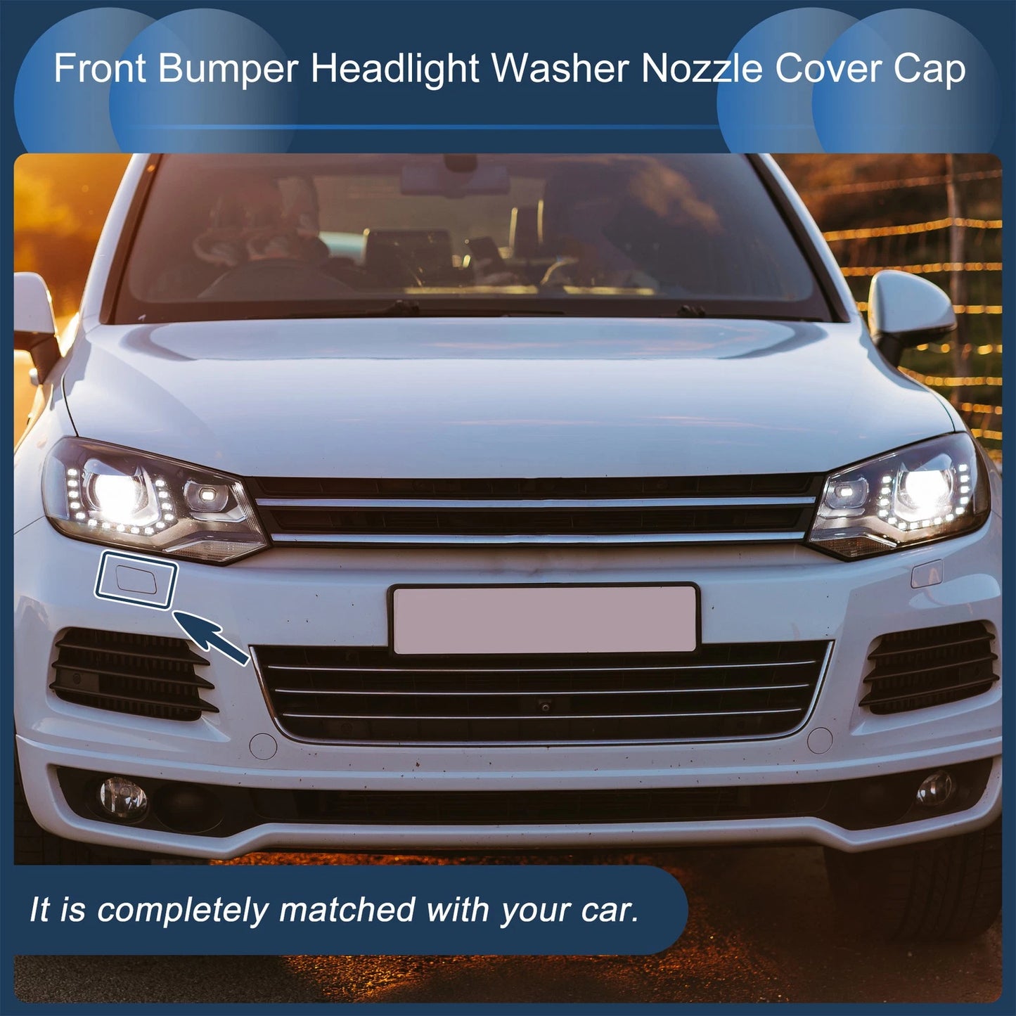 Front Right Washer Nozzle Cover Cap for Volkswagen Touareg (2011–2014) Silver Tone