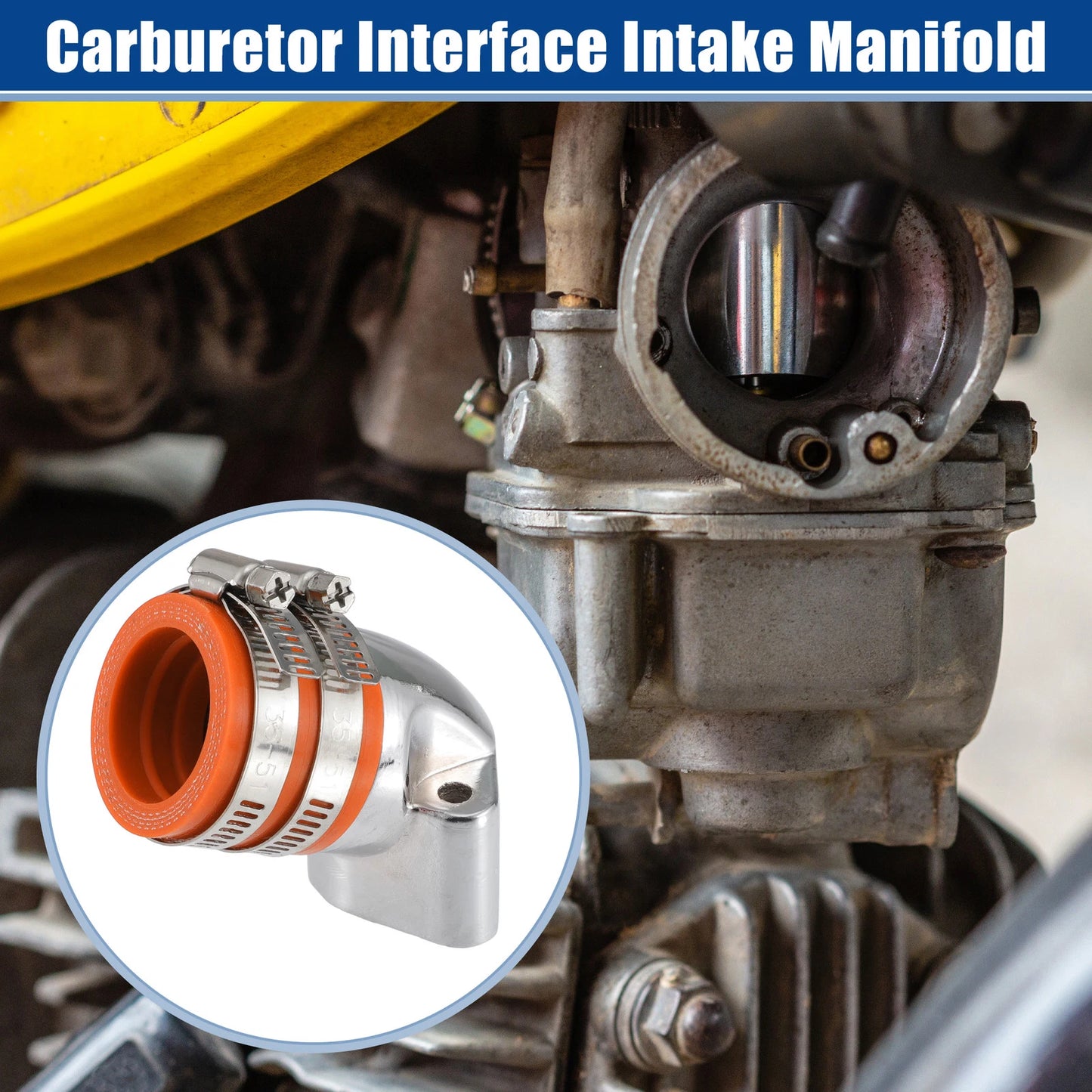 Set of 1.3" Intake ID Orange Carburetor Interface for GY6-125 150 (4T)