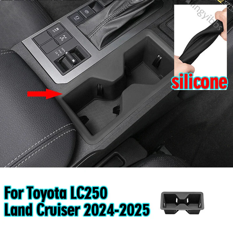 Silicone Water Cup Holder Panel Cover for Toyota LC250 Land Cruiser (2024–2025)