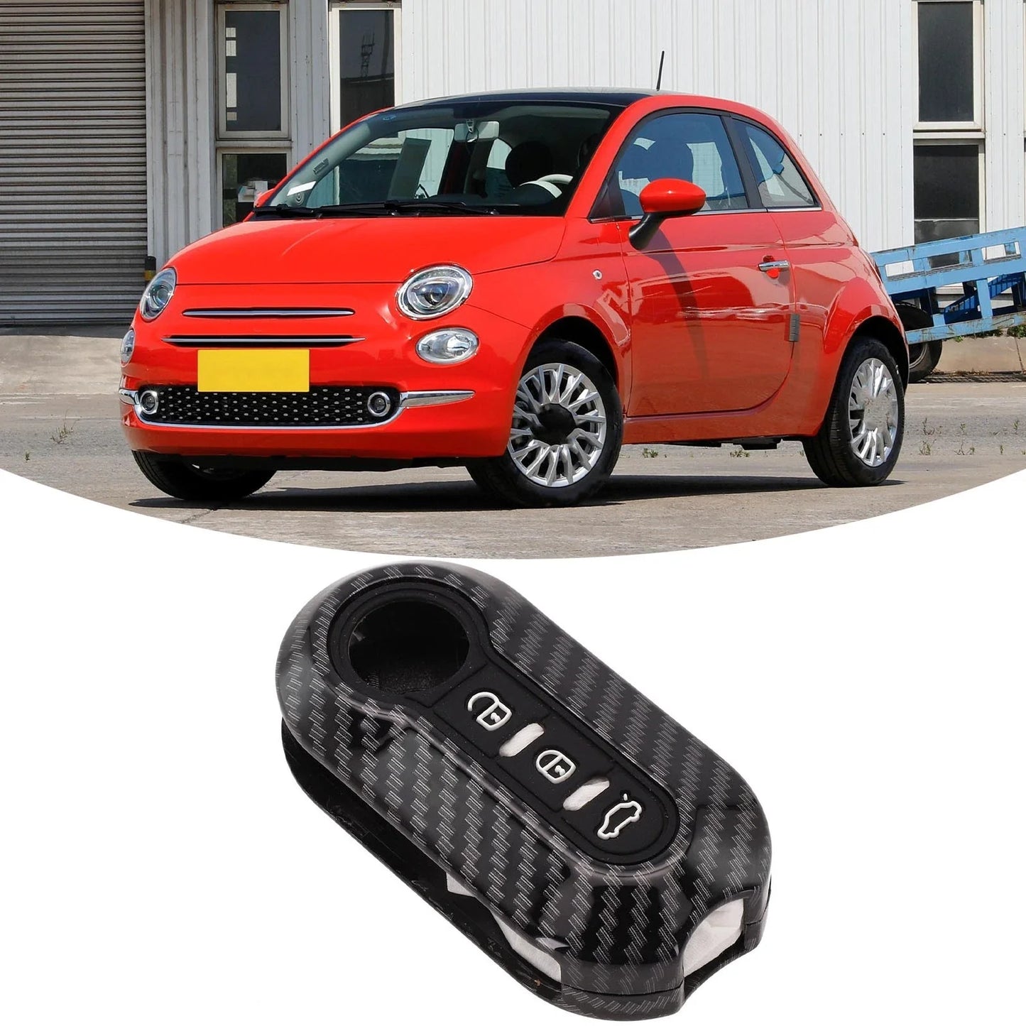 Carbon key case key cover for Fiat 500 Ducato Abarth Doblo (2007–2024)