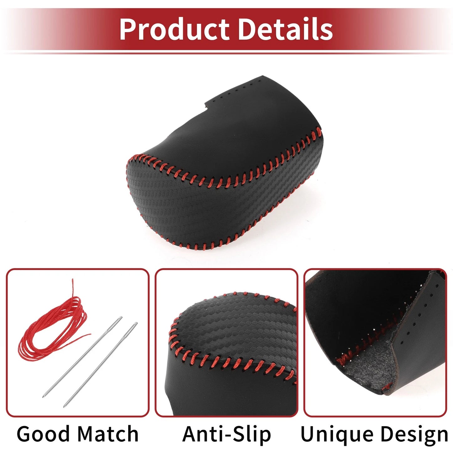 Gear Shift Knob Cover for Honda HR-V (2023–2024) Black Carbon Fiber Red