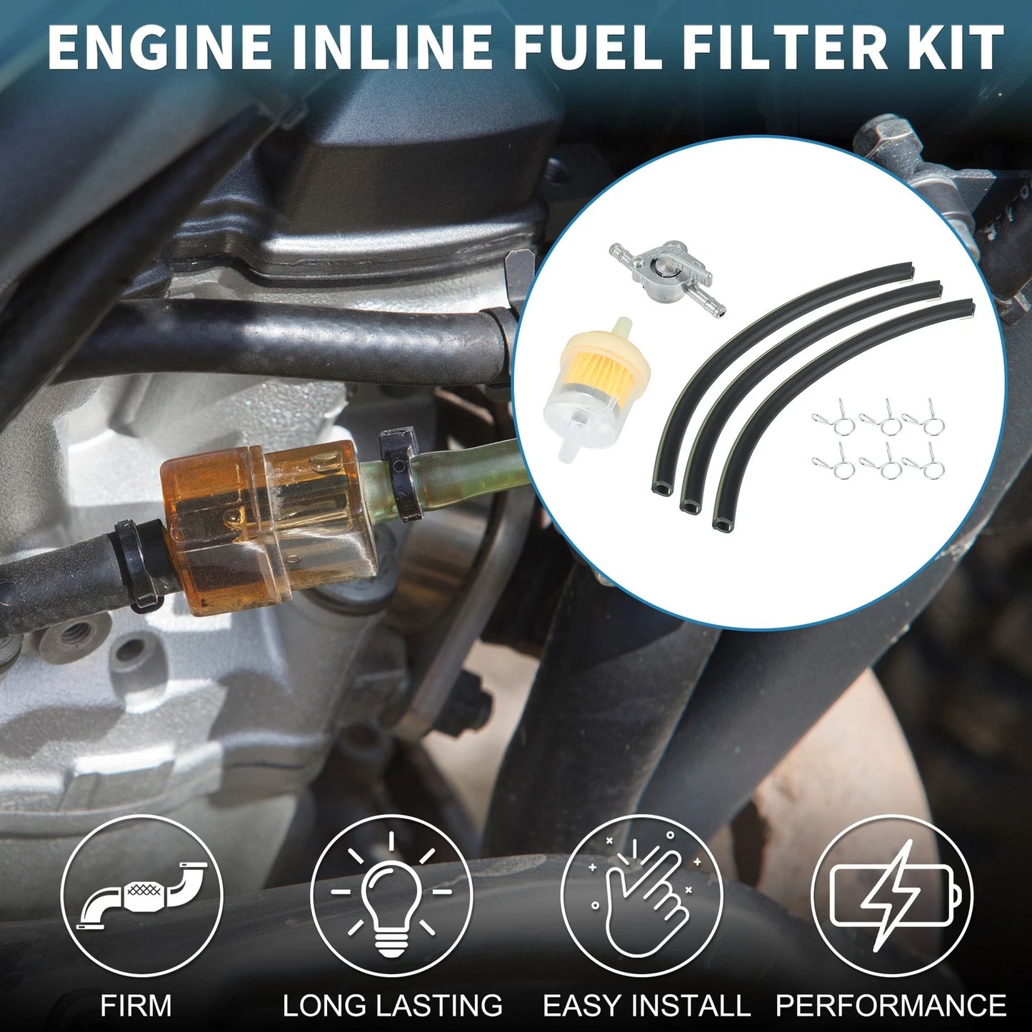 Fuel Hose Kit with Filter & Clamps for Moto (Adjustable)