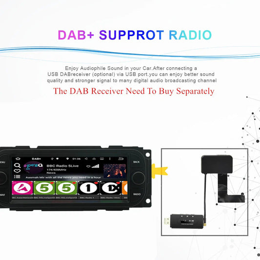 6.8" Jeep Chrysler Dodge Android Car Stereo Radio GPS Head Unit Carplay