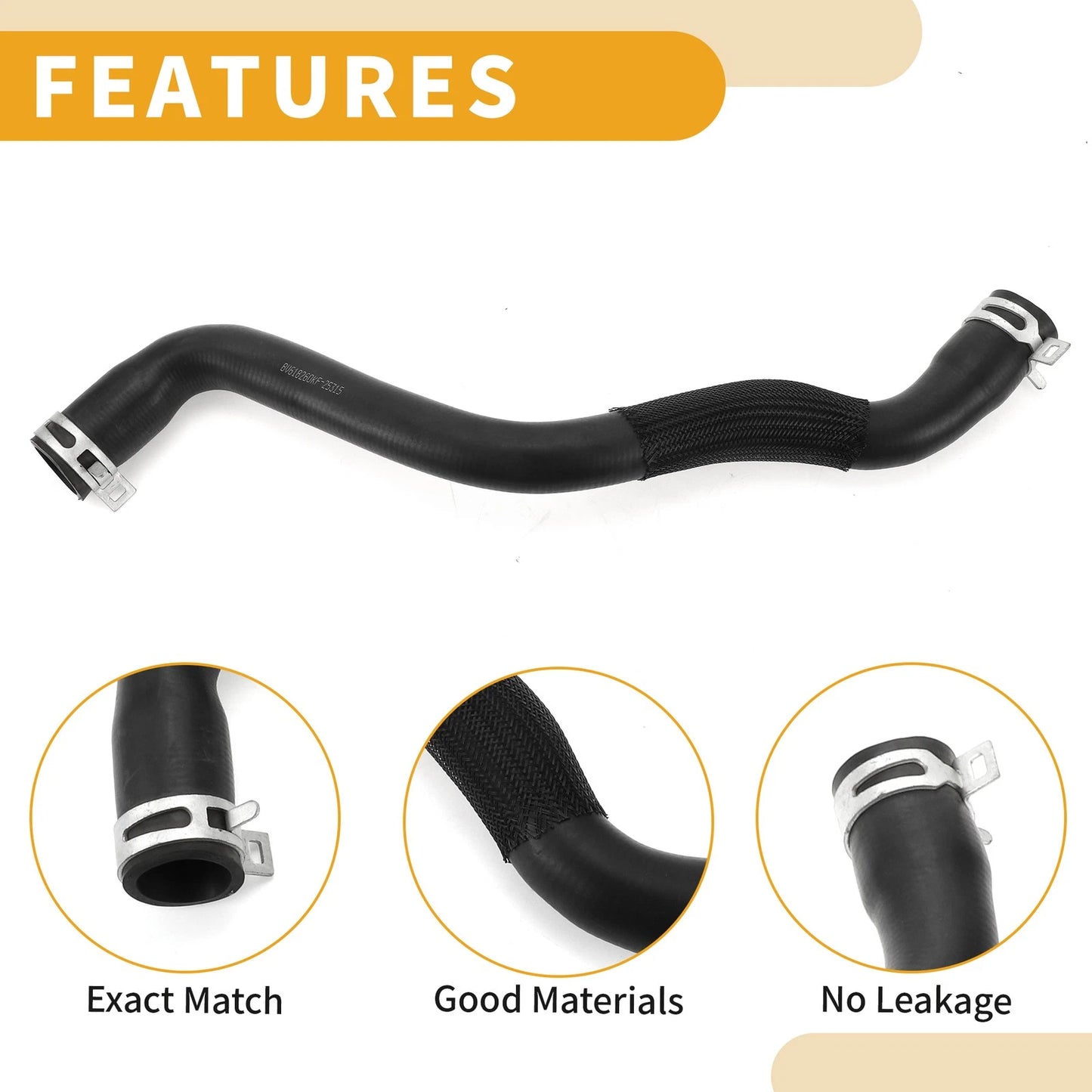 Radiator Hose for Ford Focus Mk3 1.6 2.0 (2010–2020) No.BV618260KF Rubber Black