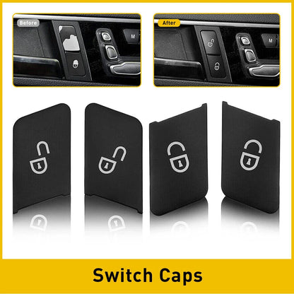 4 x Door Unlock Switch Button Trim Covers for Benz C-Class W204, E-Class W212