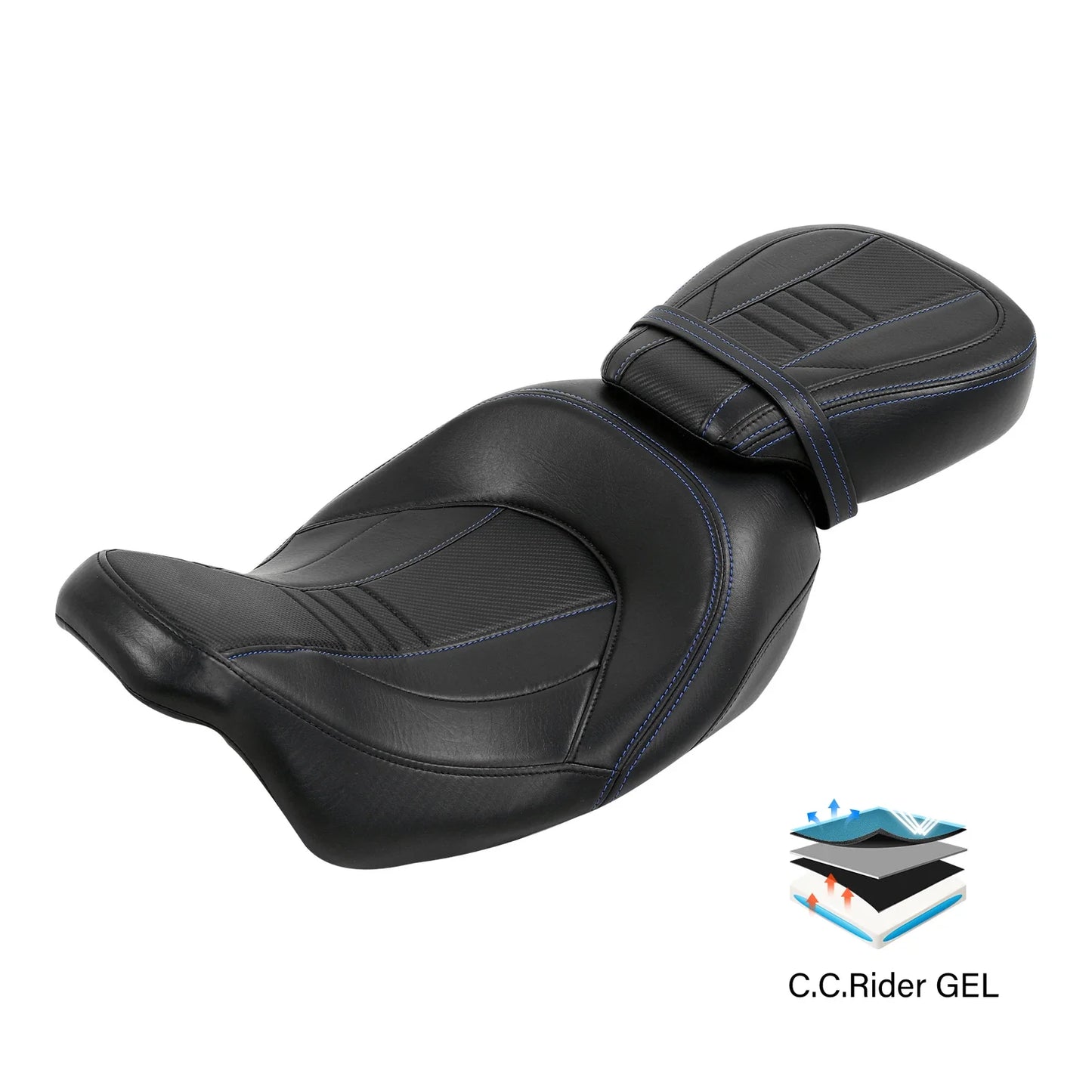 Gel Driver Passenger Seat for Harley Road King Touring Street Glide (2009-2023)