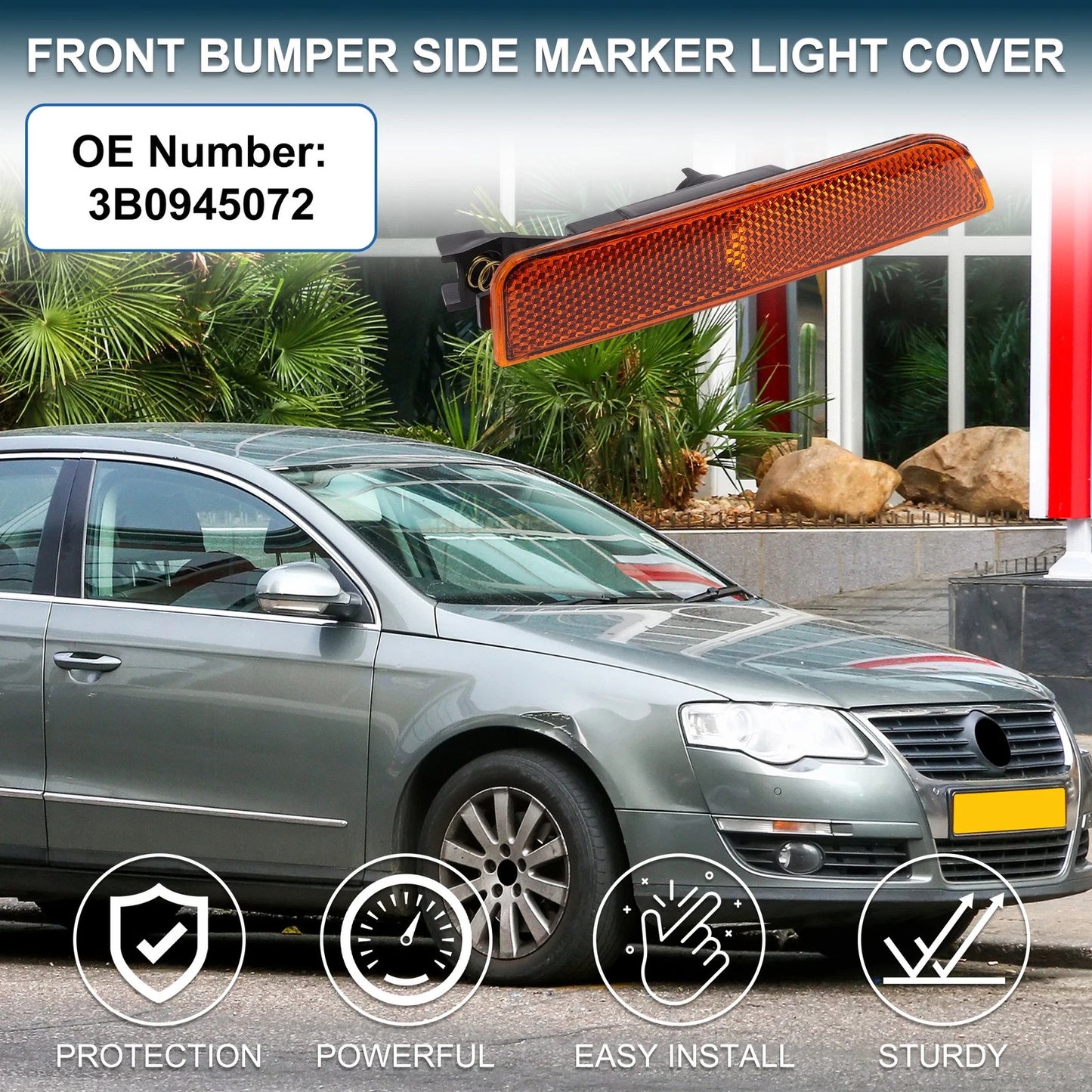 1 Pc Right Front Bumper Side Marker Light Cover for VW Passat B5.5 (2001–2005) No.3B0945072