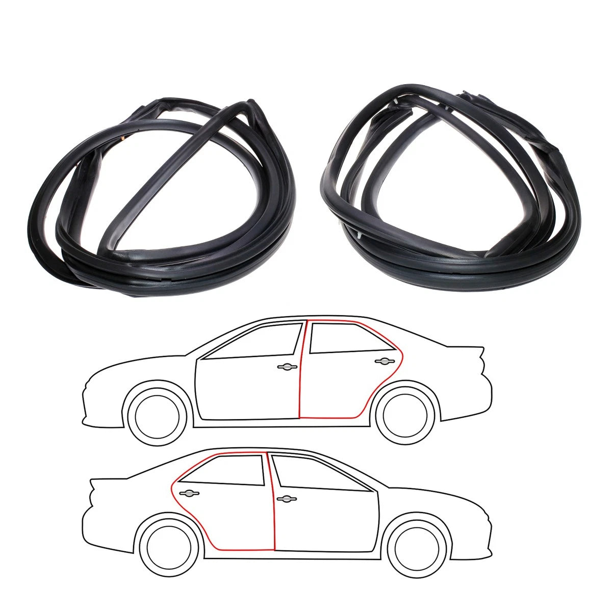 Set of 2 Rear Door Weatherstrip Rubber Seals for Honda Accord (1990–1993)