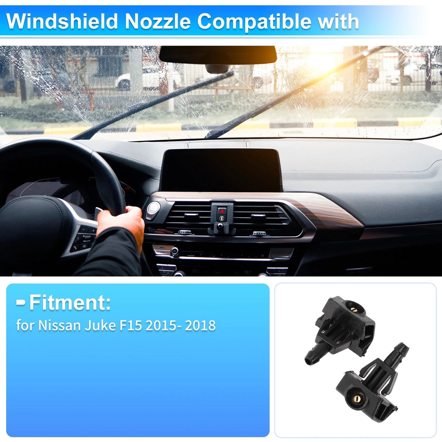 Set of 2 Windshield Washer Nozzles for Nissan Juke F15 (2015–2018) No. 28932BA61A