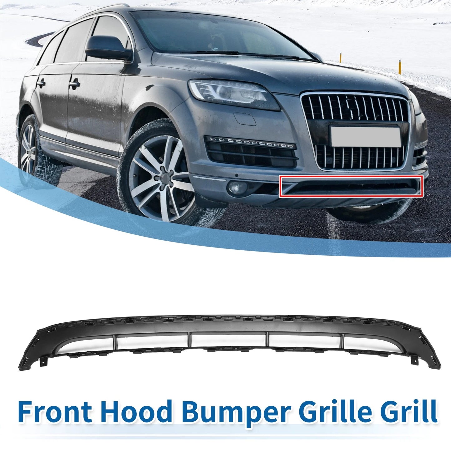 Front Lower Hood Bumper Grille for Audi Q7 (2010–2015) Black ABS Plastic