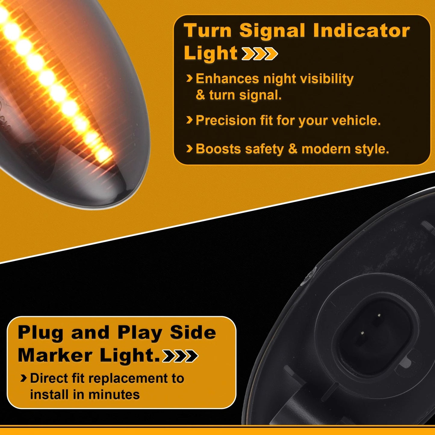 Dynamic LED Amber Side Marker Fender Light 71742475 for Fiat Sedici (2005–2012)