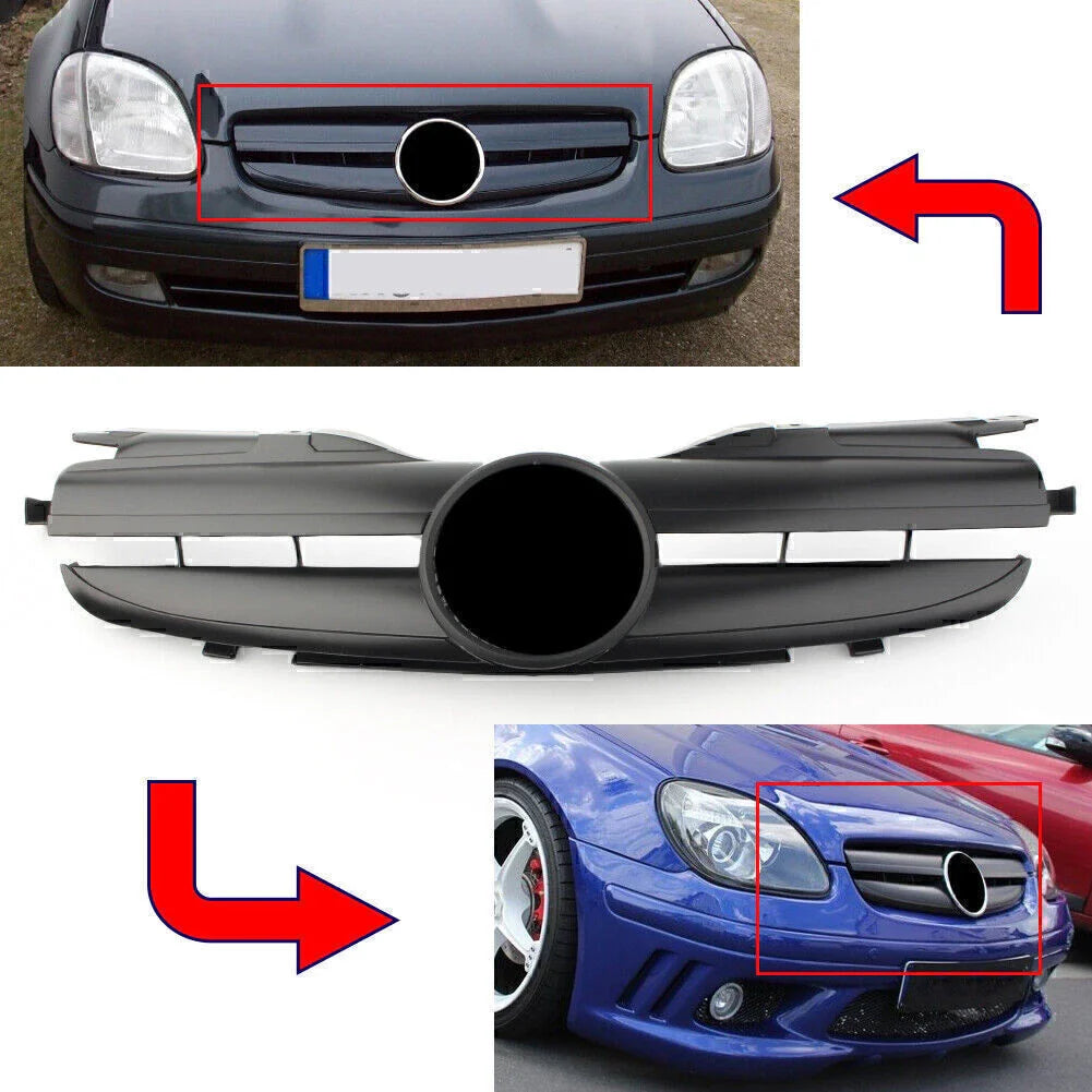Front Upper Grill for Mercedes Benz SLK Class R170 (1998-2004) Black
