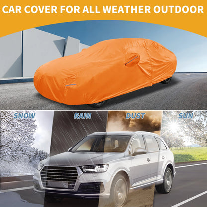Waterproof Car Cover for Hyundai Elantra (All Weather, Orange, Zipper)