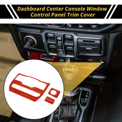Dashboard Center Console Window Control Panel Cover for Jeep Wrangler JL (2018–2023) Red