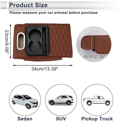 Center Console Cover for Car (13.39"x9.06"x2.36", Light Brown/Black)
