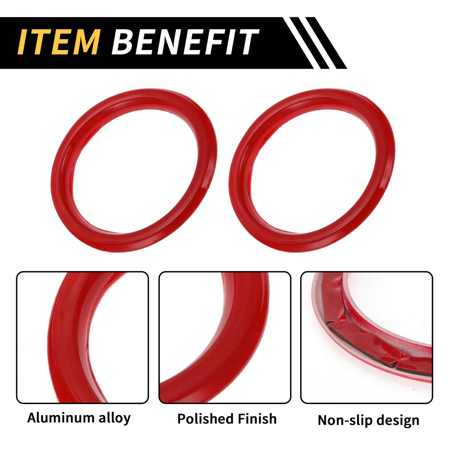 Set of 4 AC Vent Dashboard Decoration Rings for Jeep Wrangler JL JLU (2018–2020) Red