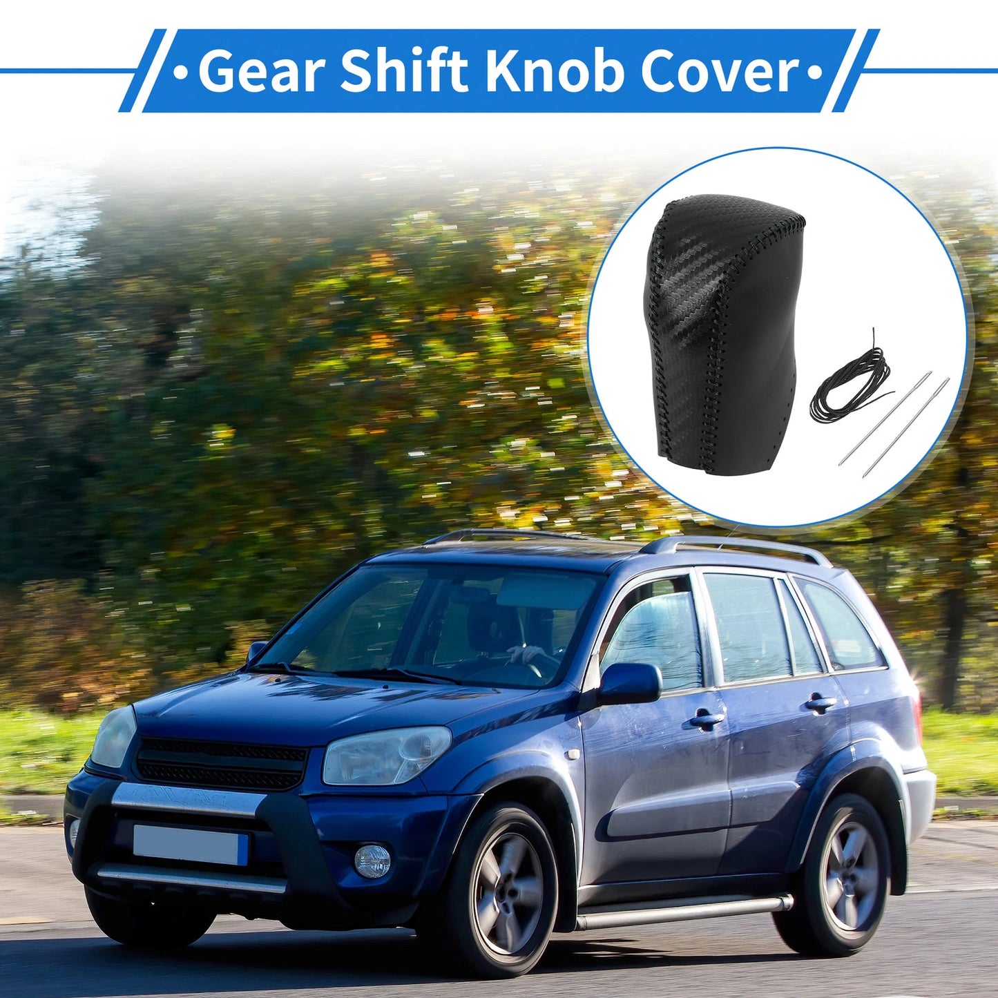 Gear Shift Knob Cover for Toyota RAV4 (2013–2016) Carbon Fiber Black