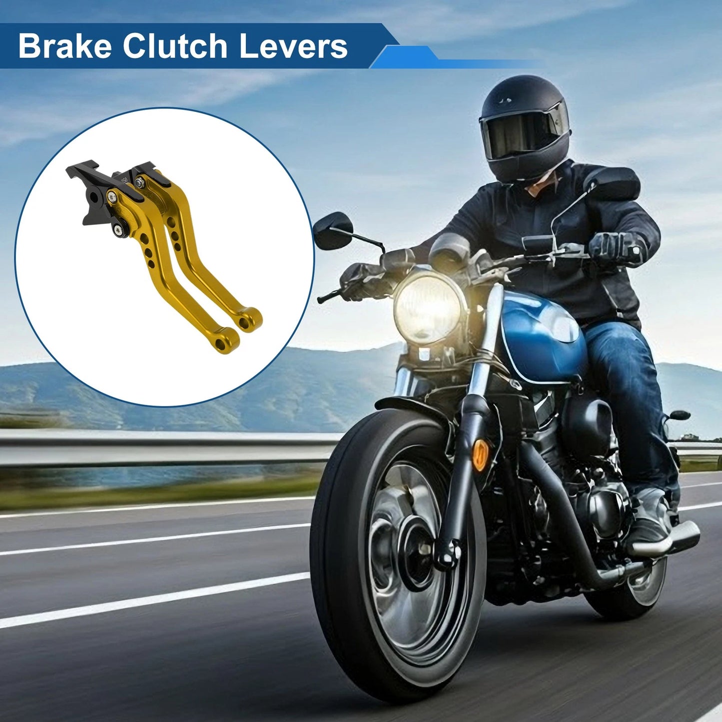 Adjustable Short Brake Clutch Lever for Honda Fury/VTX1300CX (2009–2018) Gold Tone