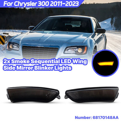 2x Sequential Wing Mirror Turn Signal Lamp for Chrysler 300 (2011–2023)