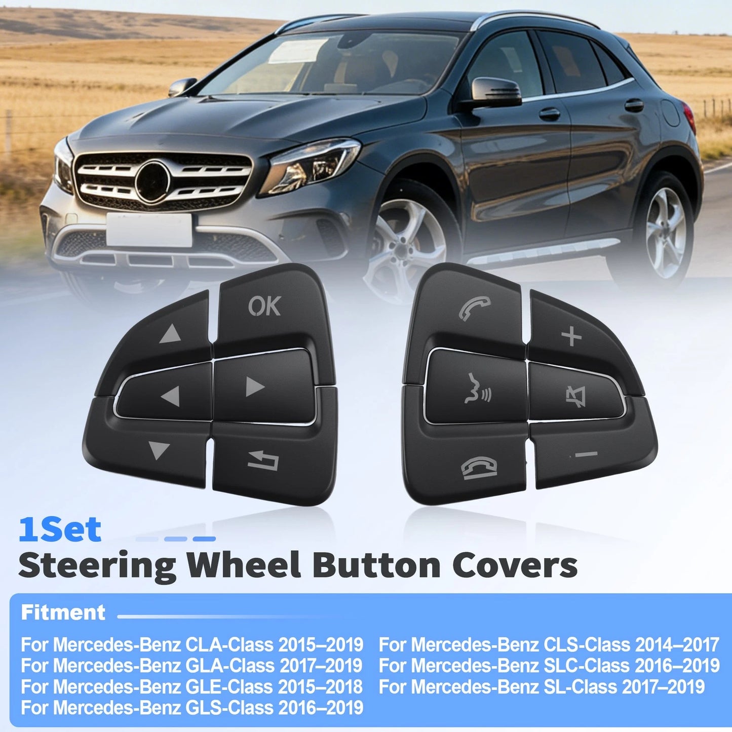 Steering Wheel Button Covers Trim Stickers for Mercedes CLS GLA CLA SL GLE GLS (2011–2023)