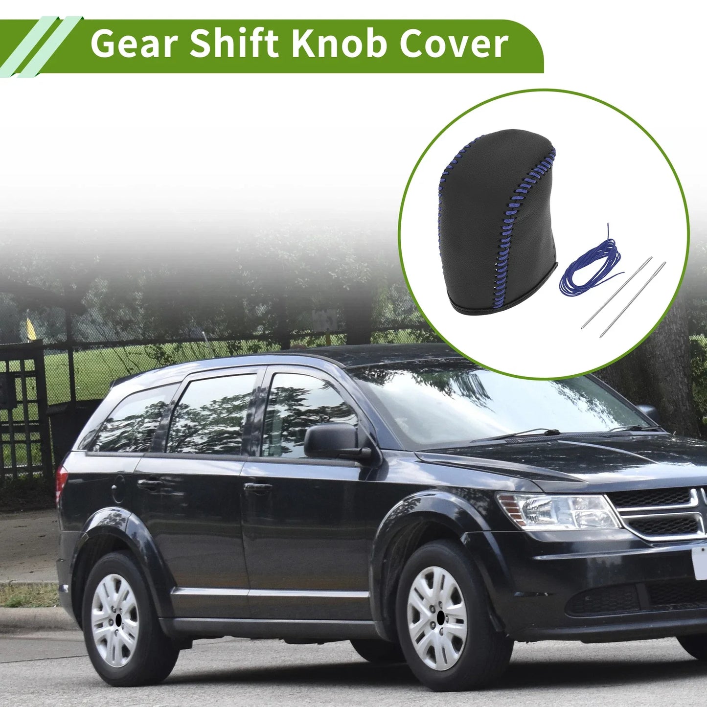 Car Gear Shift Knob Cover for Dodge Journey 2011-2020 - Blue Faux Leather