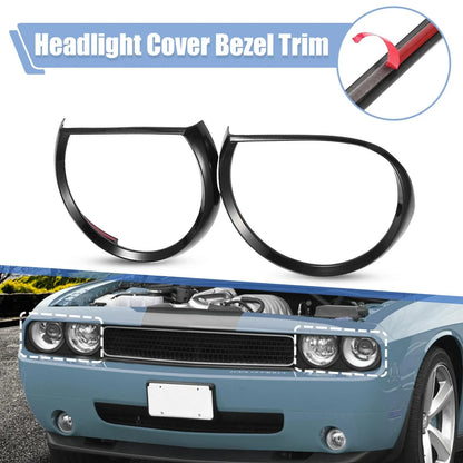 4 x Front Black Headlight Covers for Dodge Challenger (2015-2023)