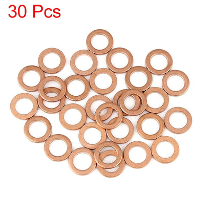 Set of 30 Copper Washer Flat Sealing Gasket Ring Spacer 8 x 12 x 1.5mm