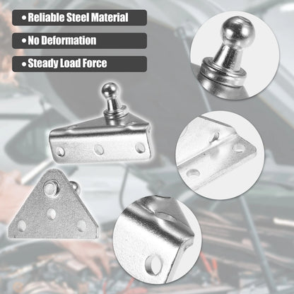 Set of 4 Silver Tone Ball Stud Mounting Brackets for Gas Strut Shocks