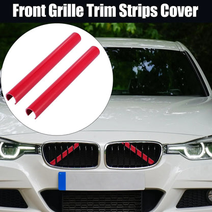 Pair ABS Front Grille Trim Strips Cover Decor Red for BMW 5/6/7 Series