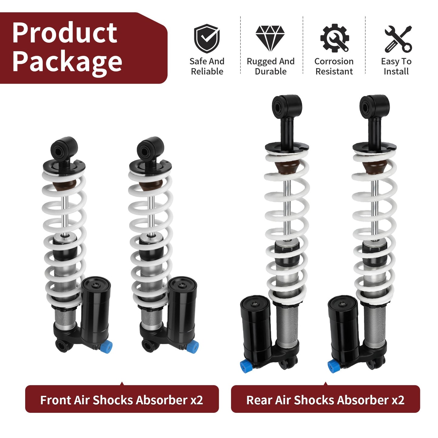Set of 2 Rear & Front Shock Absorbers for Polaris Scrambler Sportsman