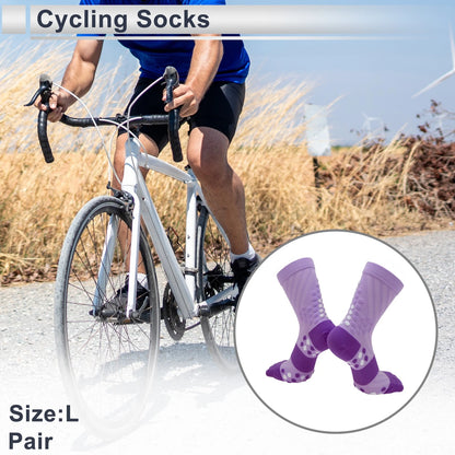 Cycling Socks Quick-Drying Size L Mid-Cut Purple (2023)