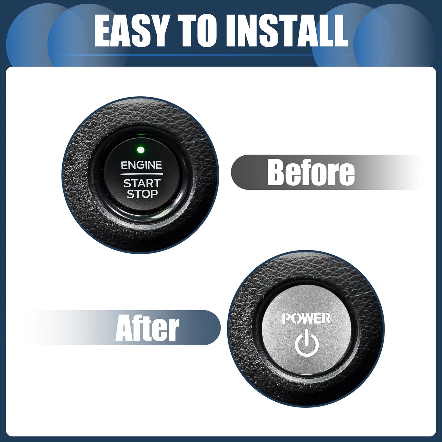 Engine Start Stop Button Cover for Honda Vezel RV Series (2014–2020) Silver Tone