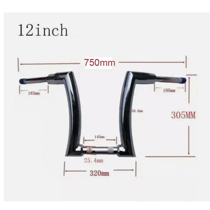 12" Rise 2" Ape Hanger Handlebar for Harley Sportster, Yamaha Vstar
