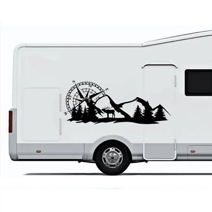 Car RV Truck Sticker Compass Tree Forest Decal Side Graphic for Cars/RVs/Trucks
