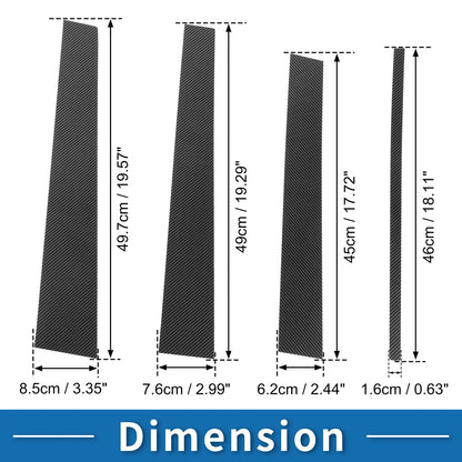 8 Pcs Door Pillar Window Trim for VW Touran (2004–2015) Carbon Fiber Black