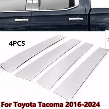Chrome Window Trim Cover Pillar Post Decor 4Pcs for Toyota Tacoma (2016-2024)